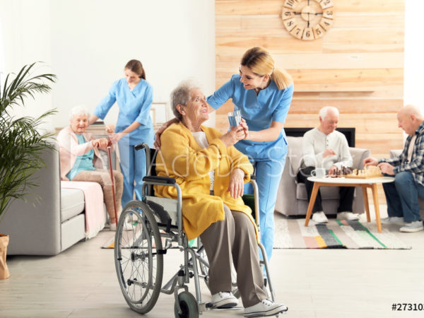 seniors gathered in a common room